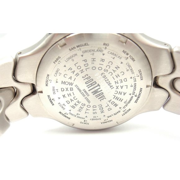 Sharp! Authentic Ebel Stainless Steel Blue Dial Sportwave World Time Watch - Picture 7 of 7